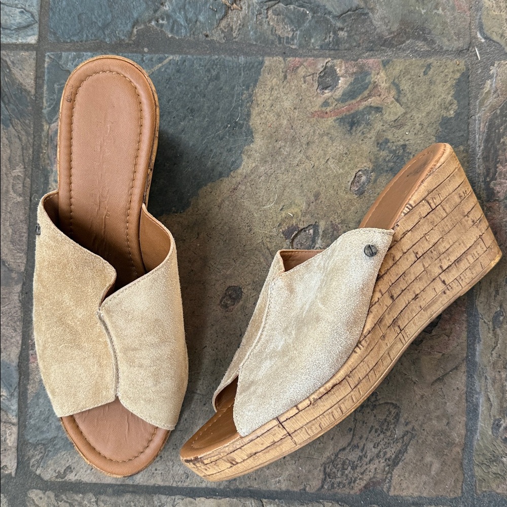 Mila Paoli Women's Tan Suede Wedge Sandals size 9